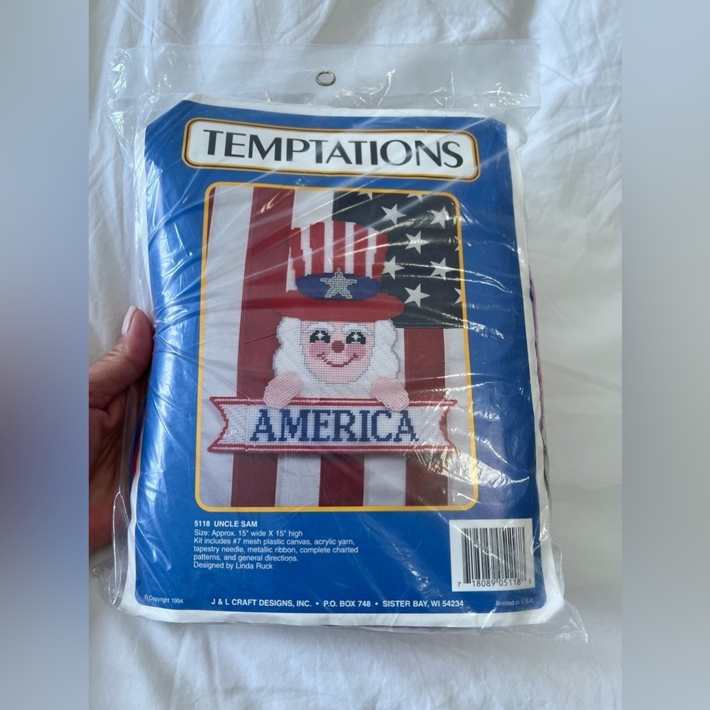 Temptations | Uncle Sam Needlecraft Kit | SZ 15”x15” | NIP Patriotic Americana